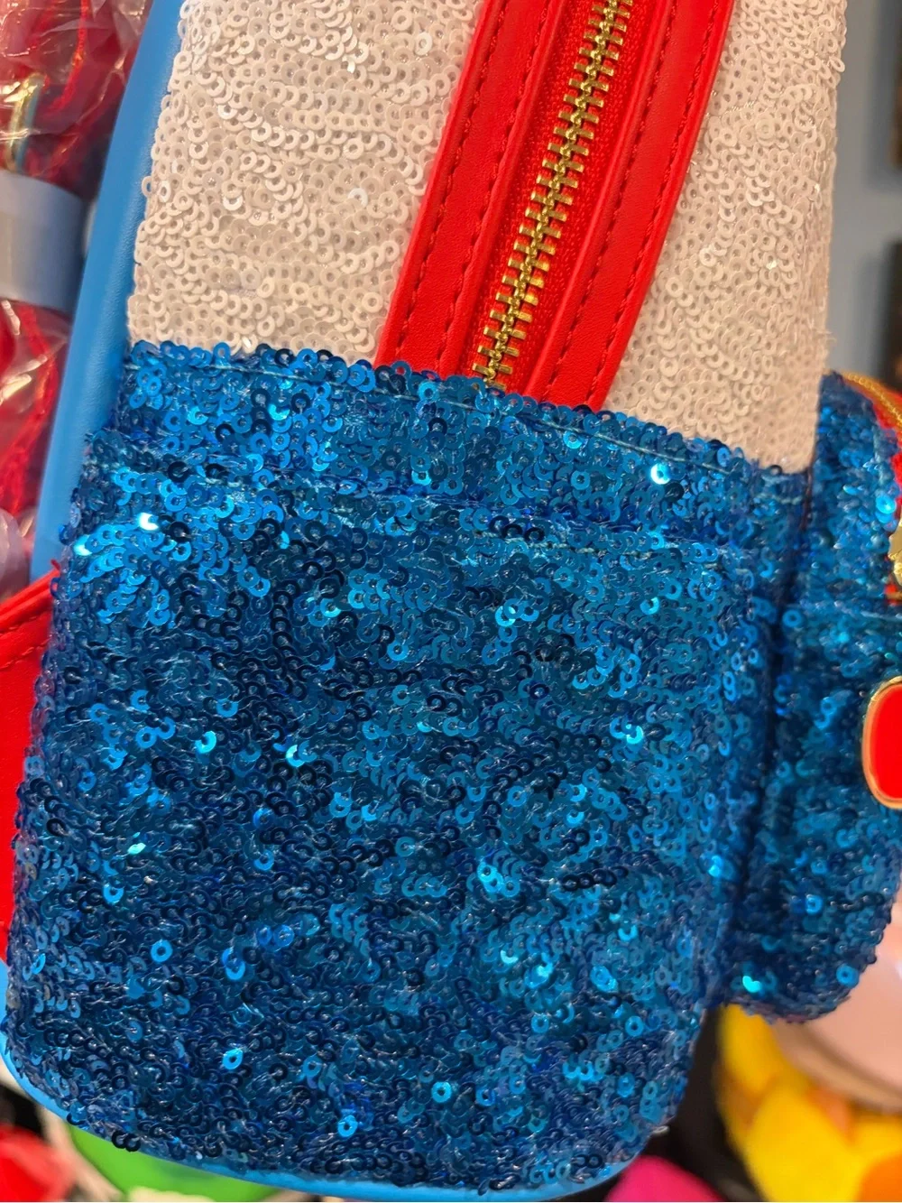 Loungefly Hello Kitty Sequin Mini Backpack - White, Blue & Red
